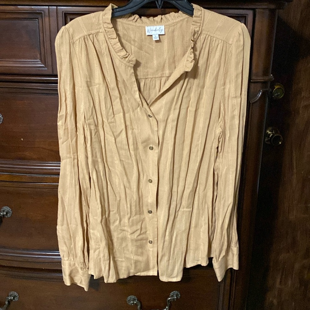 Wonderly Tan Button Up Blouse